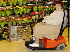 Shopper using wheelchair trolley